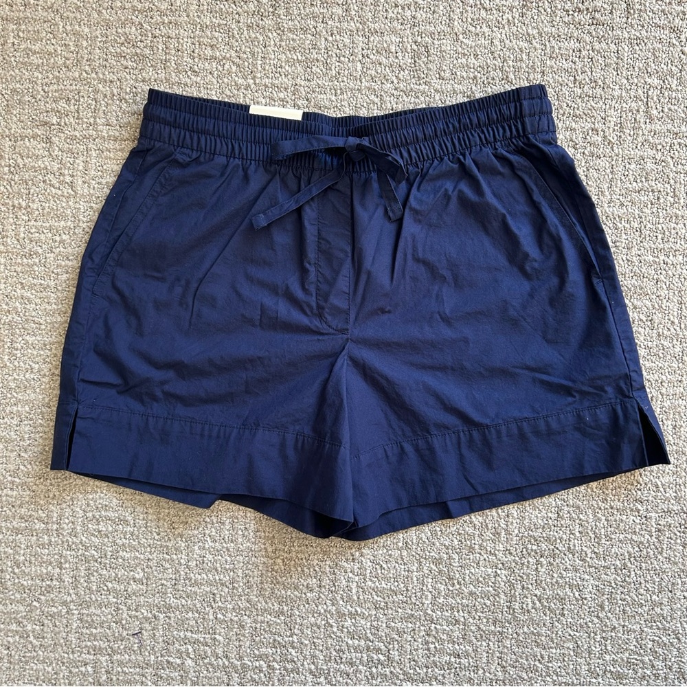Blue Cotton Drawstring Shorts